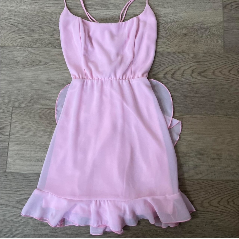 Pink Sleeveless Dress with Ruffle Hem